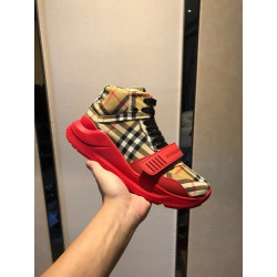 BURBERRY 버버리 네오프렌 가죽 스니커즈