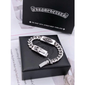 CHROME HEARTS 크롬하츠 남녀공용 925실버 대거+십자꽃 팔찌 16~22cm