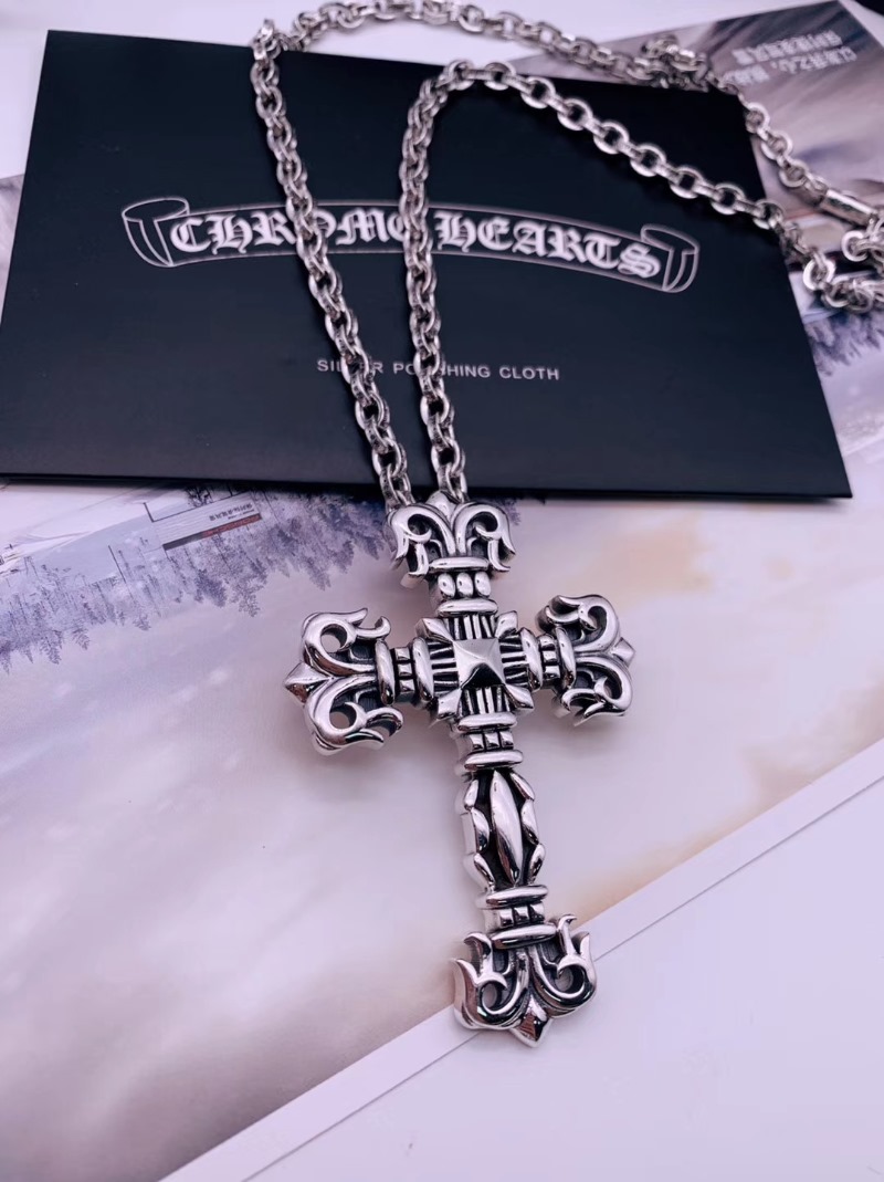 CHROME HEARTS 크롬하츠 남녀공용 925실버 십자 목걸이 65cm