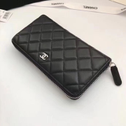 CHANEL 샤넬 지퍼 장지갑 (금장/은장) (램스킨/캐비어)