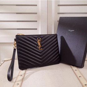 SAINT LAURENT 생로랑 쉐브론 모노그램 파우치 379039