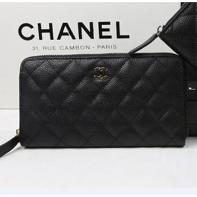 CHANEL 샤넬 짚어라운드 캐비어 A50097