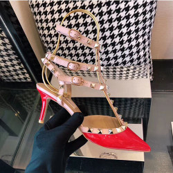 VALENTINO 발렌티노 락스터드 슬링백 힐 6.5cm M1344-3