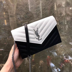 SAINT LAURENT 생로랑 투톤 플랩 미니 체인크로스백 19CM Y70011