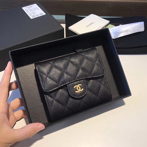 CHANEL 샤넬 캐비어 반지갑 AS401052