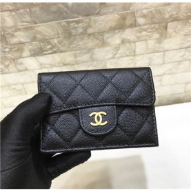 CHANEL 샤넬 캐비어 금장 지갑 C84401