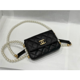 CHANEL 샤넬 진주 스트랩 미니 플랩 카드 홀더백 A81085 2COLOR