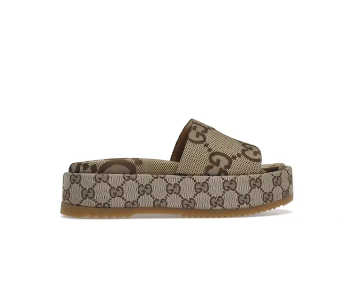 GUCCI 구찌 안젤리나 캔버스 플랫폼 슬라이드 슬리퍼