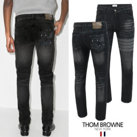 THOM BROWNE 톰브라운 4바 도그 스프레이 흑청 슬림진