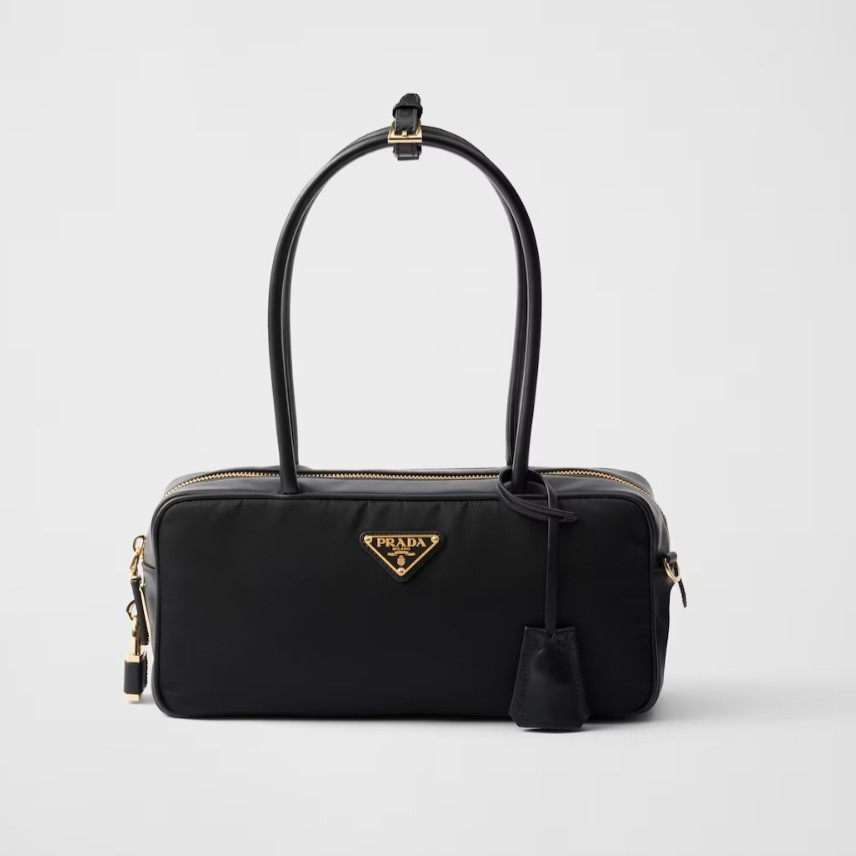 PRADA 프라다 자물쇠 스몰 리나일론 가죽 탑 핸들백 1BB133