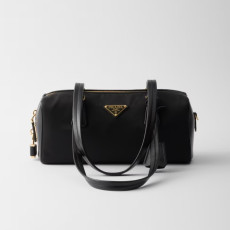 PRADA 프라다 자물쇠 미디엄 리나일론 가죽 탑 핸들백 1BB127 3COLOR