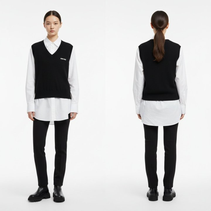 MIUMIU 미우미우 인타르시아 V넥 조끼 3COLOR