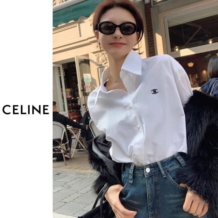 CELINE 셀린느 트리옴페 자수 오버핏 셔츠