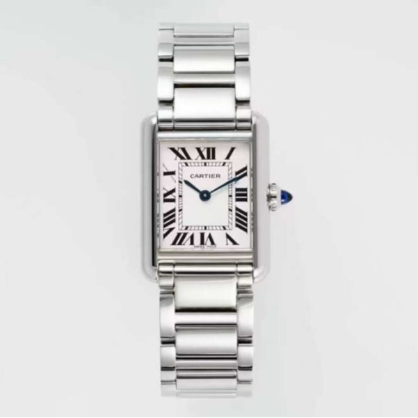 CARTIER 까르띠에 탱크 머스트 워치 29.5mm 화이트 다이얼 쿼츠 메탈 시계 WSTA0051