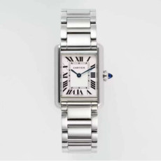 CARTIER 까르띠에 탱크 머스트 워치 29.5mm 화이트 다이얼 쿼츠 메탈 시계 WSTA0051