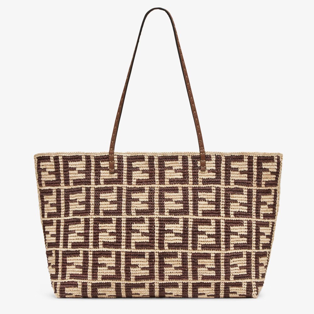FENDI 펜디 FF 라피아 크로셰 토트백 8BH425