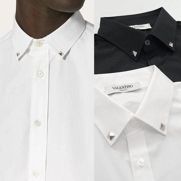 VALENTINO 발렌티노 스터드 솔리드 셔츠