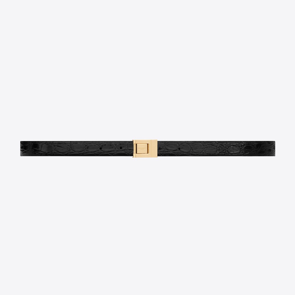 SAINT LAURENT 생로랑 악어 엠보 가죽 버클 협벨트 715871 (20mm) 2COLOR