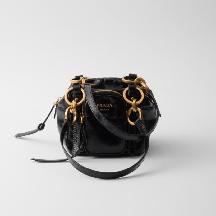 PRADA 프라다 댕글 가죽 탑 핸들 미니백 1BB137 2COLOR