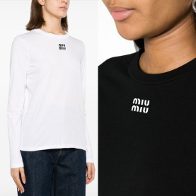 MIUMIU 미우미우 센터로고 티셔츠