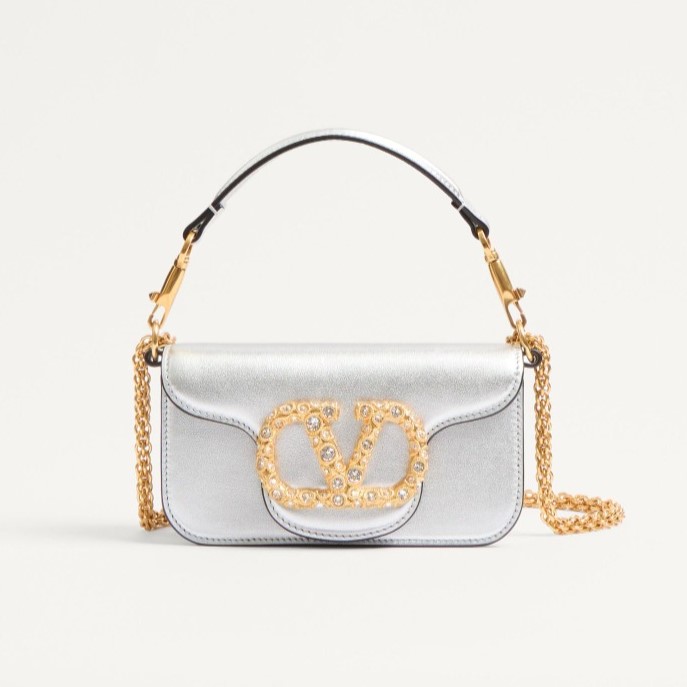 VALENTINO 발렌티노 가라바니 로코 주얼 로고 장식 라미네이트 카프스킨 스몰 숄더백