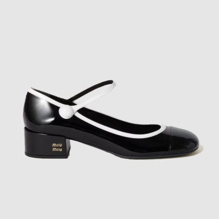 MIUMIU 미우미우 여성용 투톤 페이턴트 가죽 메리제인 펌프스 5I435E 3COLOR