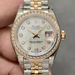 ROLEX 로렉스 레이디 데이저스트 MOP 다이얼 다이아베젤 콤비 28mm 27917