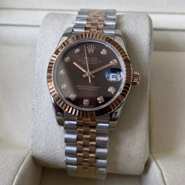 ROLEX 로렉스 여성용 데이저스트 브라운 다이아몬드 다이얼 콤비 SS/RG 31mm 278271