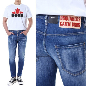 DSQUARED2 디스퀘어드2 케이튼브로스패치 스티치 포인트 중청 워싱진
