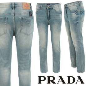 PRADA 프라다 클래식 엠보 로고 슬림 일자진