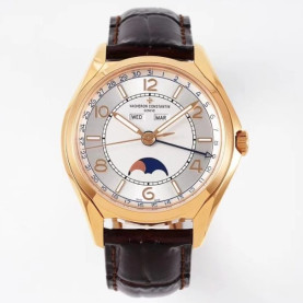 VACHERON CONSTANTIN 바쉐론 콘스탄틴 피프티 식스 컴플리트 캘린더 화이트 다이얼 로즈골드 레더 스트랩 40mm 4000E/000A-B548