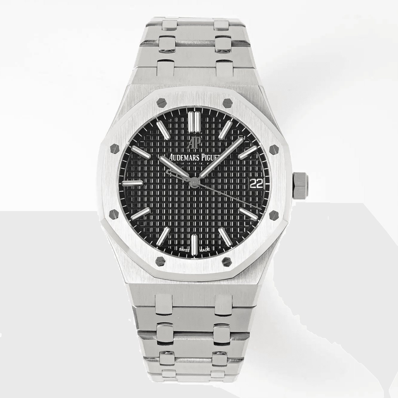 AUDEMARS PIGUET 오데마피게 로얄오크 블랙 텍스처 다이얼 SS 브레이슬릿 V3 41mm 15500