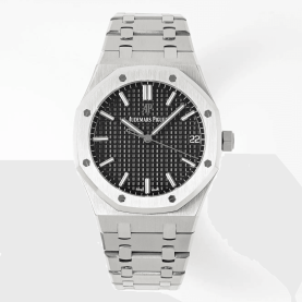 AUDEMARS PIGUET 오데마피게 로얄오크 블랙 텍스처 다이얼 SS 브레이슬릿 V3 41mm 15500