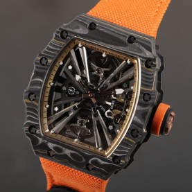 RICHARD MILLE 리차드밀 블랙 NTPT 카본 뚜르비옹 오렌지 우븐스트랩 RM12-01