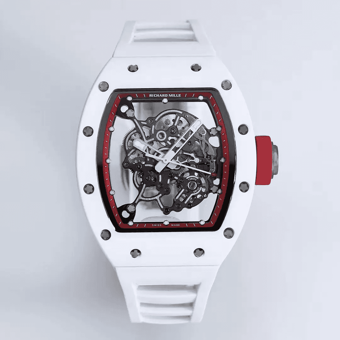 RICHARD MILLE 리차드밀 부바왓슨 화이트 세라믹 스켈레톤 다이얼 화이트 러버밴드 V3버전 RM-055