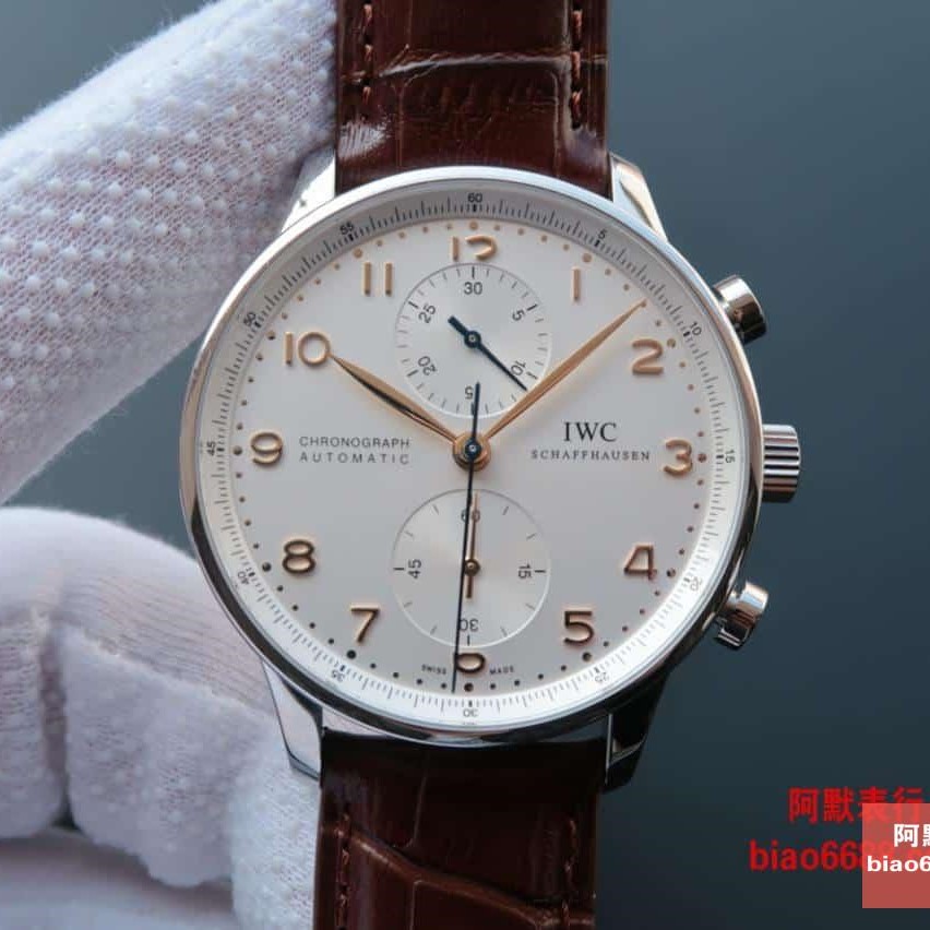 IWC 아이더블유씨 포르투기저 크로노그래프 골드핸즈 레더 스트랩 40.9mm IWC371445