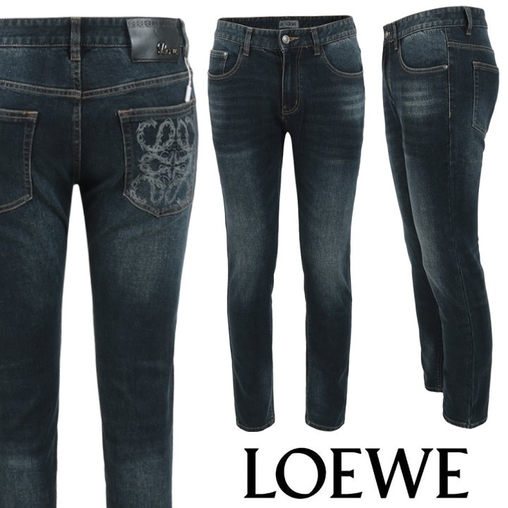 LOEWE 로에베 아나그램 믹스 나염 진청 슬림 일자진