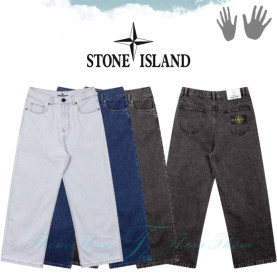 STONE ISLAND 스톤아일랜드 와이드 워싱 데님 팬츠