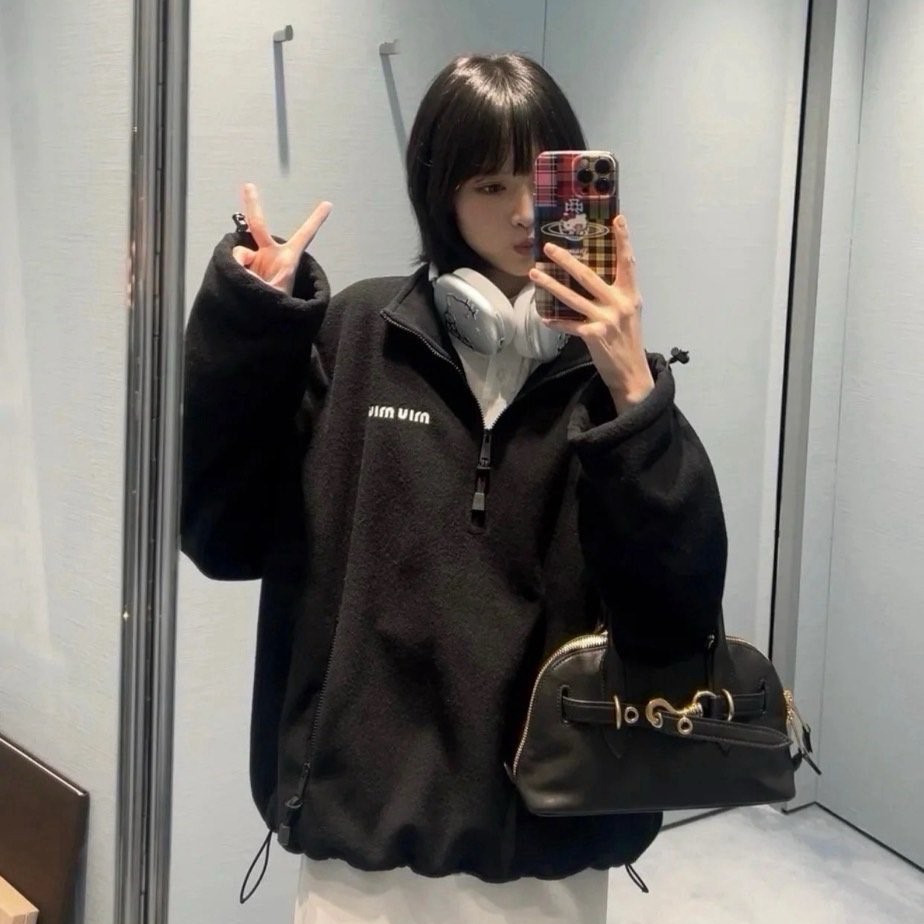 MIUMIU 미우미우 플리스 스웻셔츠 후리스 반집업