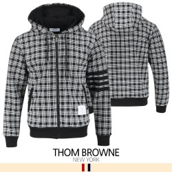 THOM BROWNE 톰브라운 블랙4바 하운드 체크 후드 집업