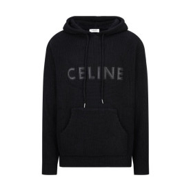 CELINE 셀린느 레더 오버사이즈 후드 스웨터