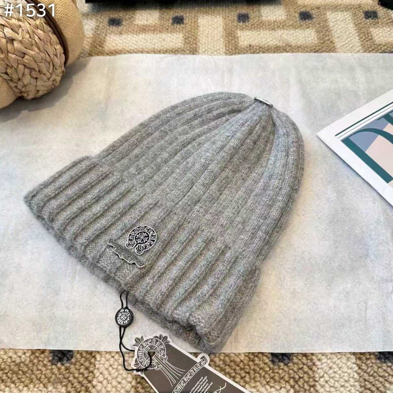 CHROME HEARTS 크롬하츠 홀스슈 사각패치 비니