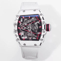 RICHARD MILLE 리차드밀 부바왓슨 투르비옹 화이트/블랙 NTPT 카본 스켈레톤 다이얼 화이트 나일론 스트랩 RM38-02