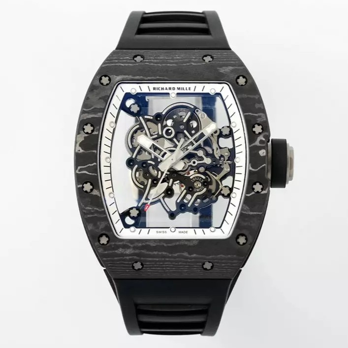 RICHARD MILLE 리차드밀 부바왓슨 블랙 카본 케이스 화이트 포인트 블랙 밴드 RM-055
