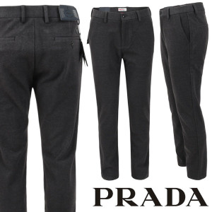 PRADA 프라다 삼각 스틸로고 모직 슬랙스