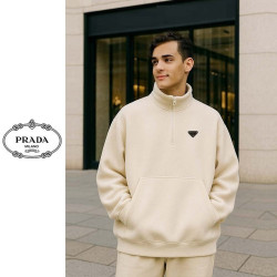 PRADA 프라다 하이넥 퍼플리스 하프집업 2COLOR