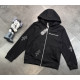 CHROME HEARTS 크롬하츠 레터링 레더 크로스 집업 후드 자켓