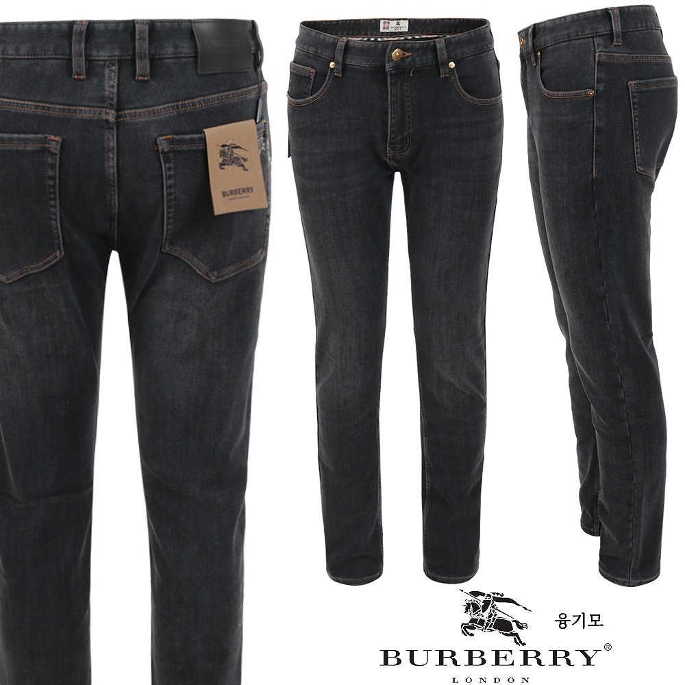 BURBERRY 버버리 기마 스틸 흑청 슬림 일자진
