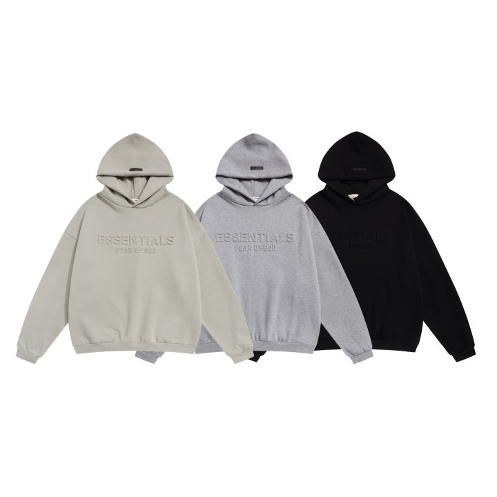FEAR OF GOD 피어오브갓 에센셜 602 엠보스드 로고 플리스 후드