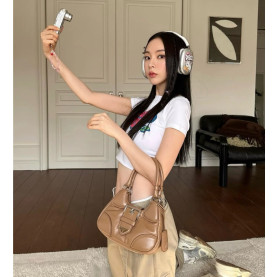 PRADA 프라다 문 리나일론 가죽 숄더백 1BA381